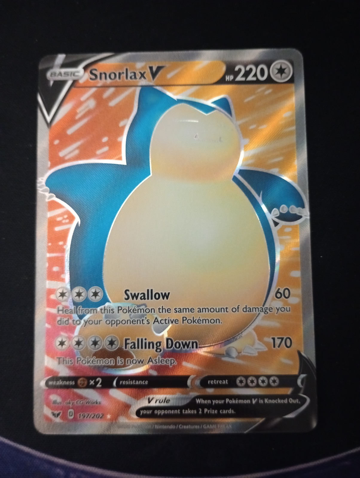 Pokemon TCG Snorlax V 197/202 Sword & Shield Full Art NM/M Grade It 