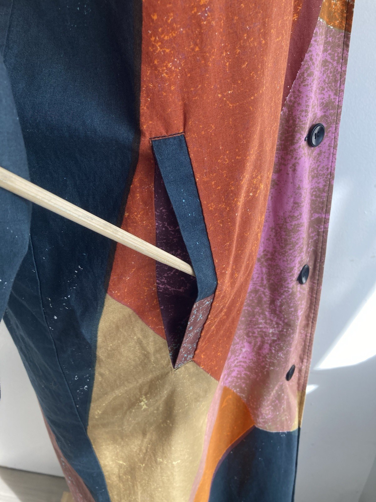 Marimekko Trench Multicolor Patchwork Print 100%C… - image 4