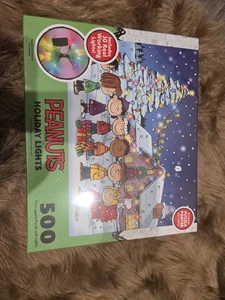 Peanuts 500 Piece Jigsaw Puzzle with Holiday Lights and LED Lights! New Sealed!