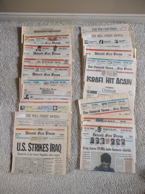 Vintage Newspapers +60 Gulf War Desert Storm Jan. 2-March 9, 1991 Front Sections