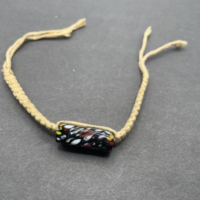 Handmade Macrame Bracelet Pattern Glass Bead Center