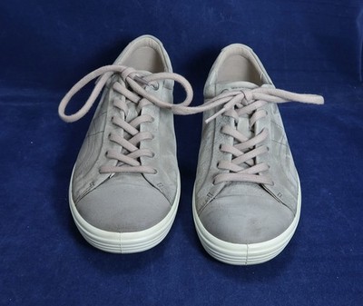 ECCO Womens Gray Soft 7 Walking Suede Leather Sneaker Shoes Size 6 Travel
