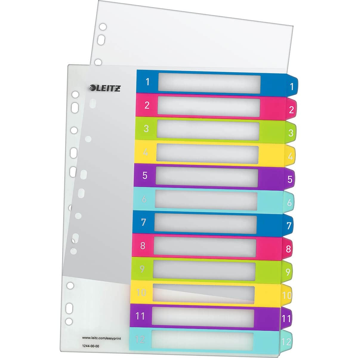 Leitz 12440000 A4 WOW 1-12 Index, PC-Printable, Tabs, Multicoloured