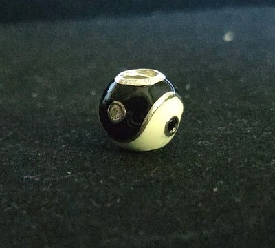 Authentic Pandora Black and White Enamel Yin Yang Charm with CZ 790488CZ Retired
