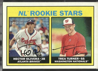 2016 Topps Heritage #180 NL Rookie Stars (Hector Olivera / Trea Turner)