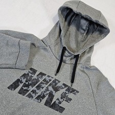 Nike Dri Fit Therma Mens Large Digital Camo Logo Training Hoodie Gray