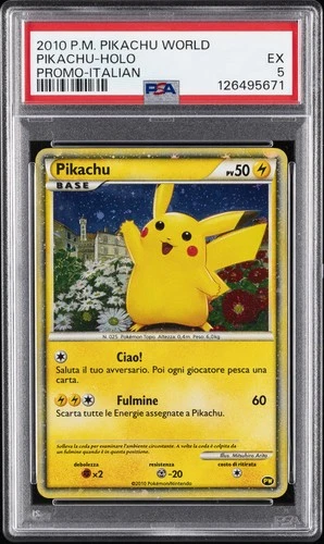 2010 POKEMON WORLD COLLECTION ITALIAN PIKACHU-HOLO PSA 5