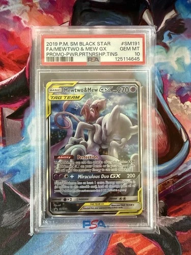 2019 SM Black Star Promo - Mewtwo & Mew GX SM191 Sm Holo - PSA 10
