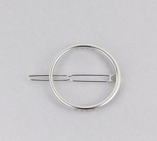 Silver circle barrette outline shape metal hair clip barrette shiny clip round