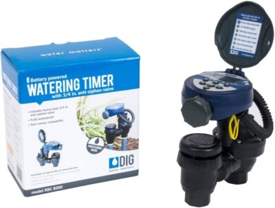 DIG RBC8000 Battery Powered Irrigation Automatic Controller with 3/4'' Anti-Si...