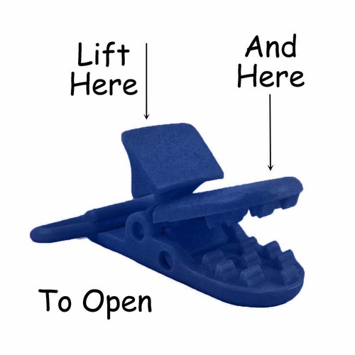 50 clips de suspensión/chupete de plástico clips KAM - 1" azul real - Plus instrucciones - Imagen 2 de 3