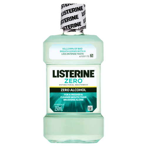 Listerine Zero Alcohol Mouthwash 250mL Antibacterial Fresher & Cleaner Mouth - Picture 1 of 3