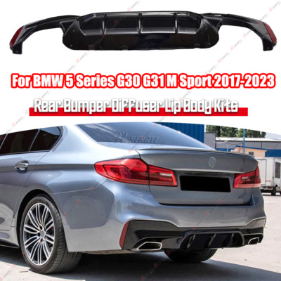 M5 Style Glossy Black Rear Diffuser For 17-23 BMW G30 5 Series W/ M Sport Bumper