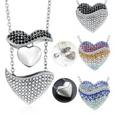 Crystal Urn Necklace for Human Ashes Heart Birthstone Memorial Cremation Jewelry