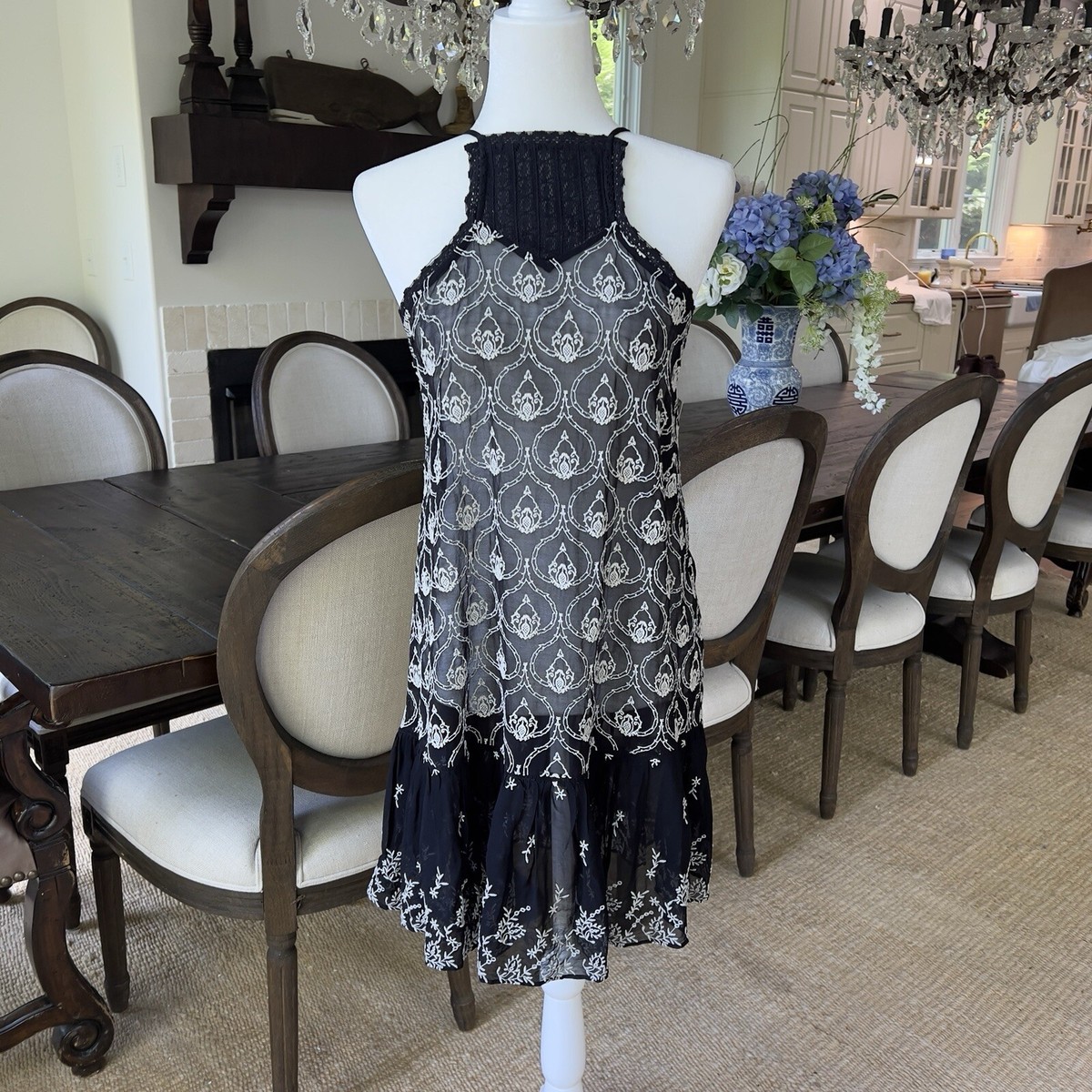 NWT Anthropologie Black Sheer Embroidered Mini Dress Coverup Sz XS MSRP $138 | eBay NWT Anthropologie Black Sheer Embroidered Mini Dress Coverup Sz XS MSRP $138 | eBay
