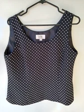 LeSuit Separates Women's Black White Polka Dot Fitted Sleeveless Top 12