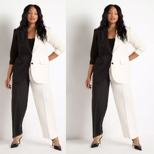 Plus Size Women Suits Patchwork Ladies Office 2Pieces Wear Evening Party Outfit