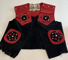 Vintage Kid's Cowboy or Cowgirl Suede Leather Vest By Pony Ranch Sz S