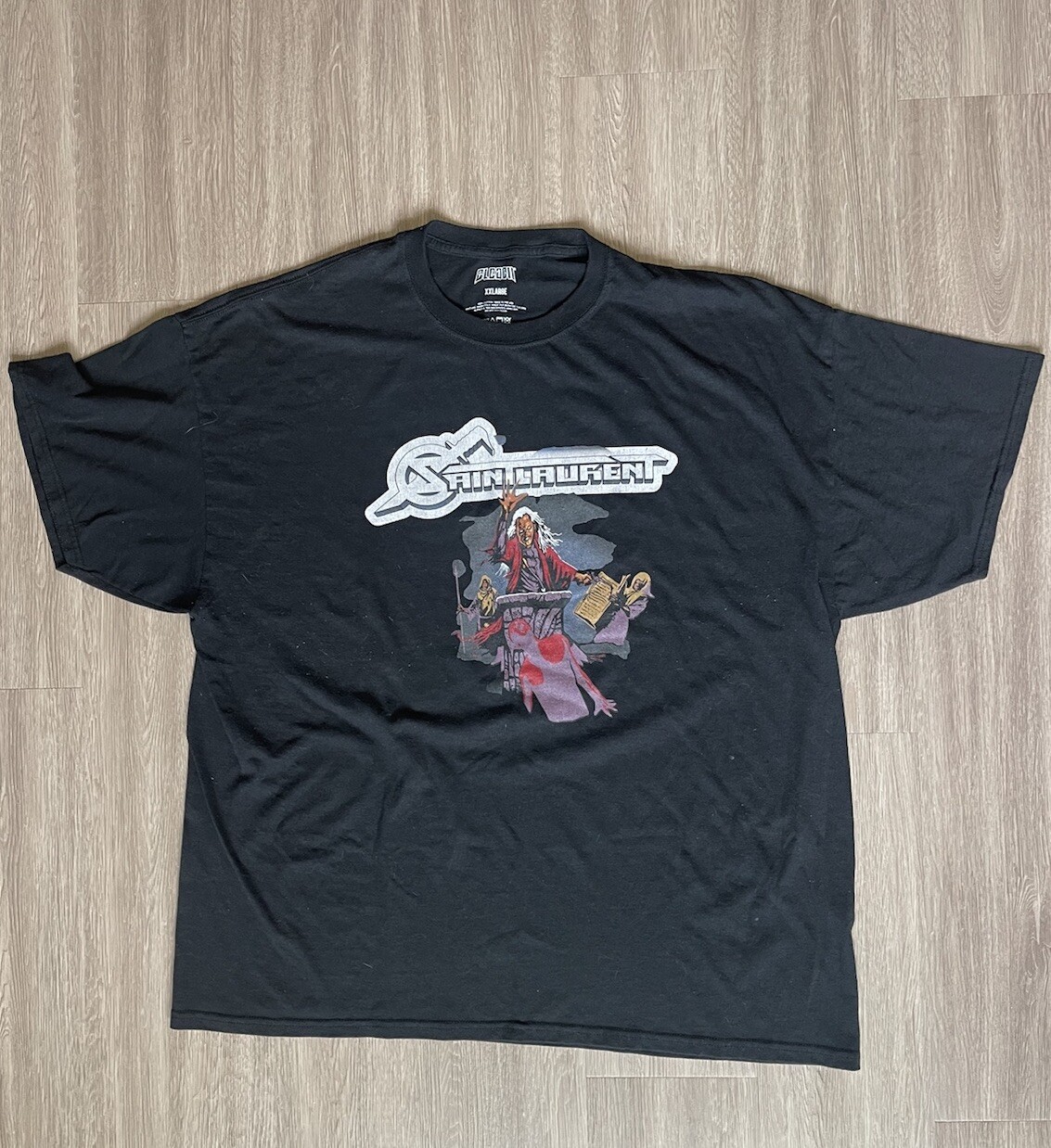 T shirt nera Bleach Saint Laurent double face made in USA XXL