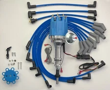 small cap FORD 5.8L 351 EFI to Carb Conv HEI Distributor + BLUE 8.5mm USA WIRES