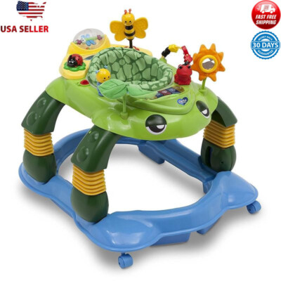 3-in-1 Infant Activity Walker Turtle Station Adjustable Height Play Center New