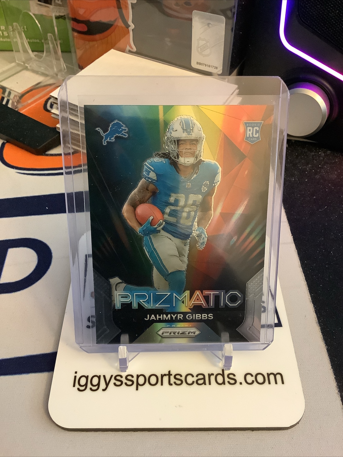 JAHMYR GIBBS RC PRIZMATIC INSERT 2023 PANINI PRIZM DETROIT LIONS #20