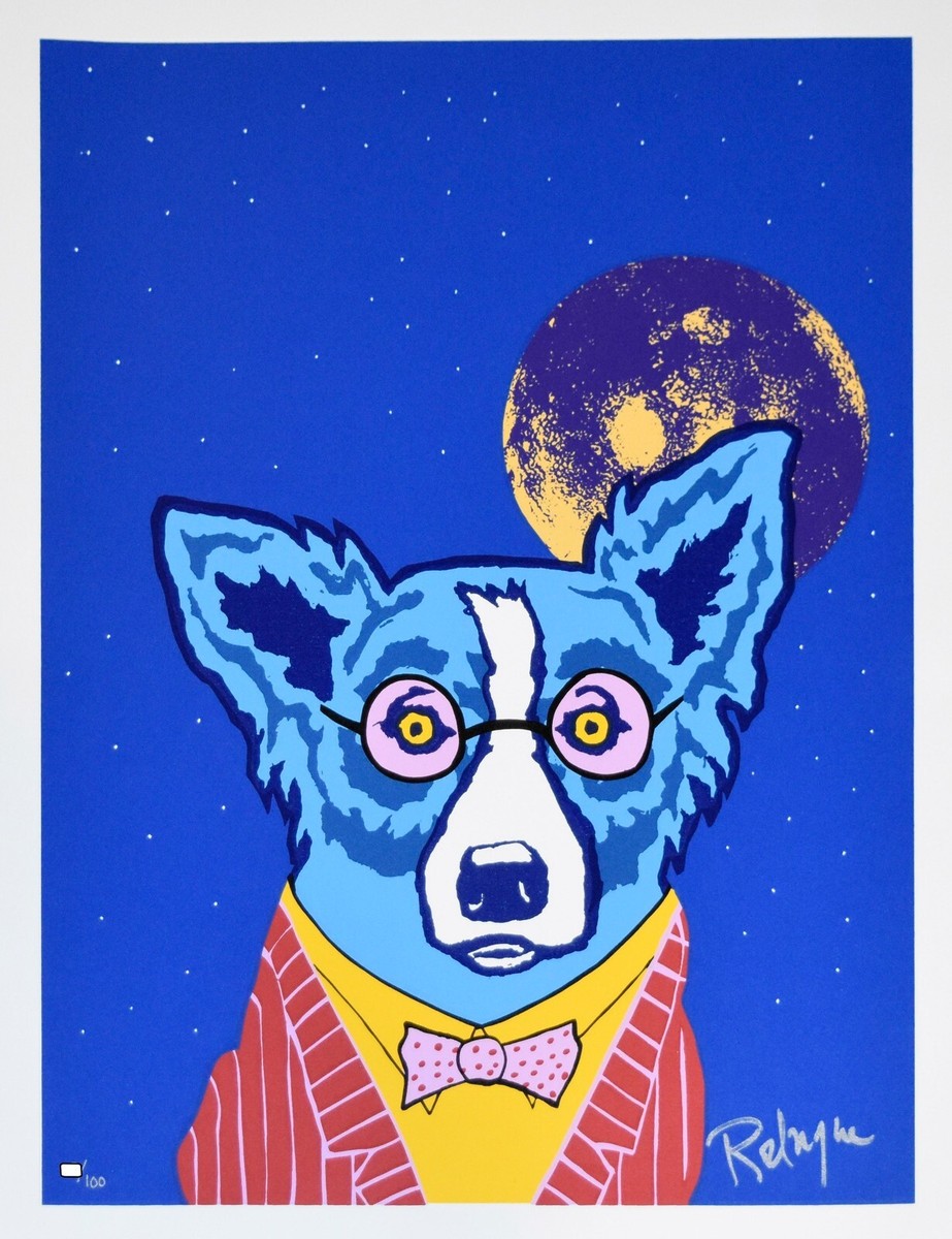 George Rodrigue Blue Dog Looking At Life Through Rose Colored