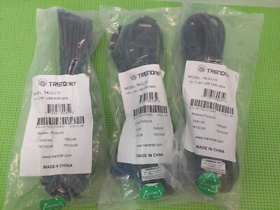 TRENDnet TK-CU10, 10-feet USB KVM cable for TK-803R/1603R LOT of 3x