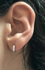 0.10ct Round Children Lab-Created Huggies Earring for Children 14K White Plated