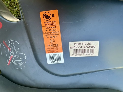 Gebrauchte Britax Römer Kinder Edition Duo ECE R 44/04 9-18 kg Blau Autositz 🩵 - Bild 7 von 24
