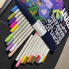 24 Dual Tip Acrylic Paint Markers Fine Paint Pens Fabric Markers for Textile