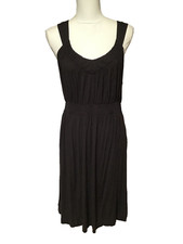 Calvin Klein Jeans Dress Womens Large Black Party Formal Viscose Slimming Modest