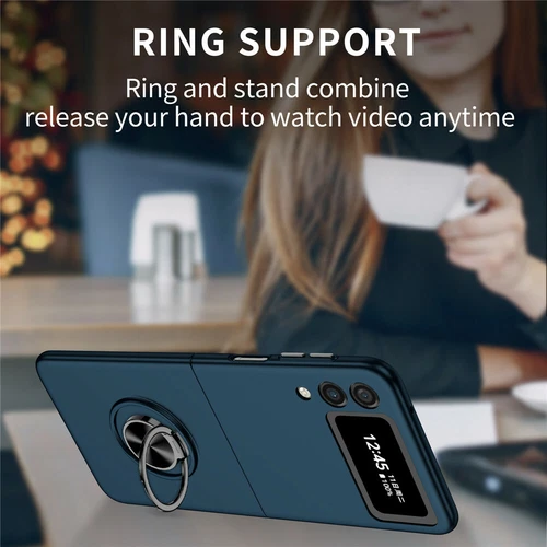 For-Samsung Galaxy Z Flip 4 3 5G Slim Matte Hard Case with Ring+Screen Protector - Picture 89 of 94