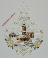Plauener Spitze ® Fensterbild Weihnachten Winterlandschaft Winter Dorf Kirche