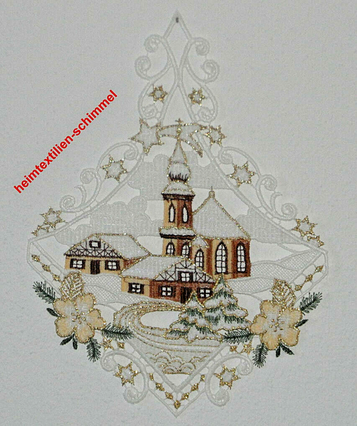 Plauener Spitze ® Fensterbild Weihnachten Winterlandschaft Winter Dorf Kirche-image