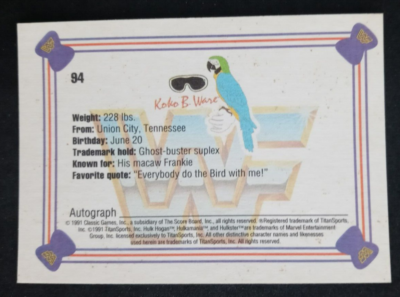 1991 Classic WWF Koko B. Ware #94 | eBay