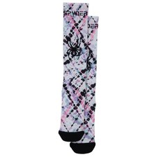 Spyder L56244 Girls White Impress Print Peak Ski Sock Girls Size Small