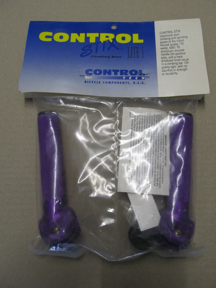 Control Tech Controltech Stix Lite 1 Bar Ends Púrpura Vintage OVP NOS Nuevo - Imagen 2 de 3