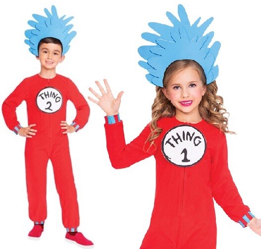 Childs Licensed Dr Seuss Thing 1 or 2 Costume Childrens Kids