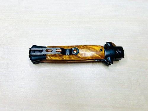 9”Gold Brown Tactical Spring Assisted Open Folding Pocket Knife Hunting Survival - Picture 3 of 3