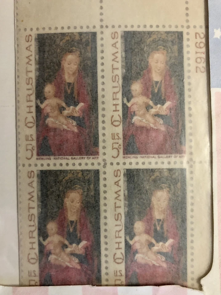 US Plate Block 1967 Christmas #29162 Upper Right Sealed Envelope - Image 3 of 3