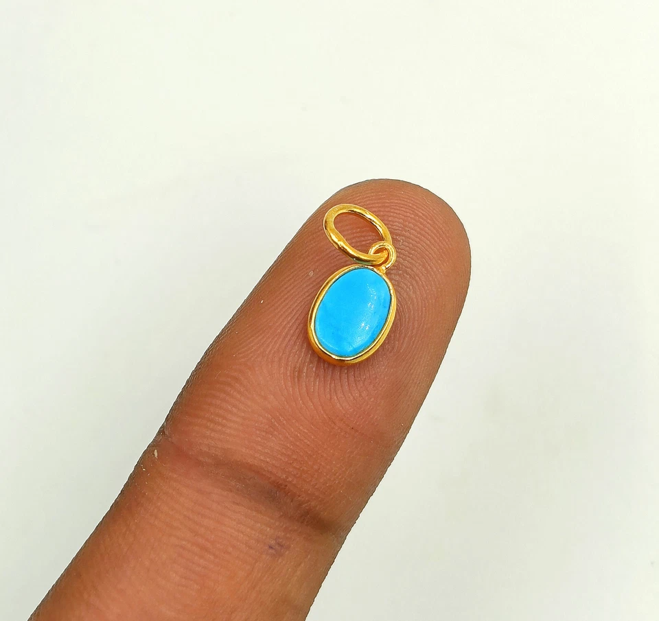 Collar colgante hecho a mano con dije de piedras preciosas turquesa natural de oro macizo de 18 quilates Foto 2 de 3