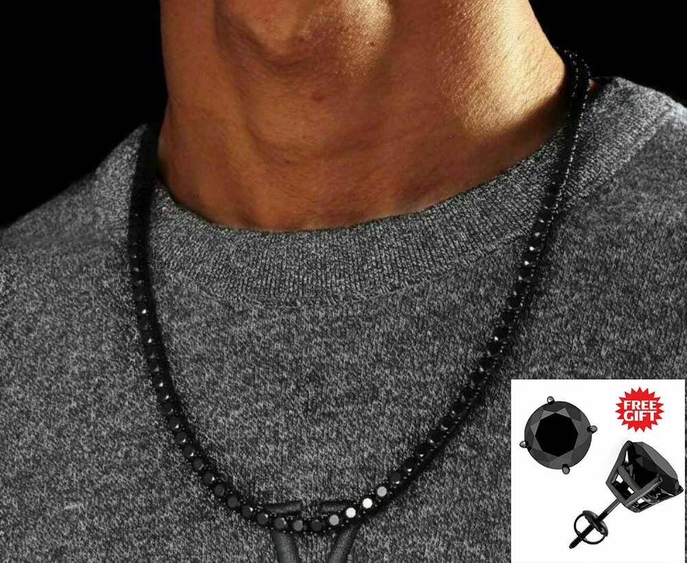 Black diamond clearance tennis necklace