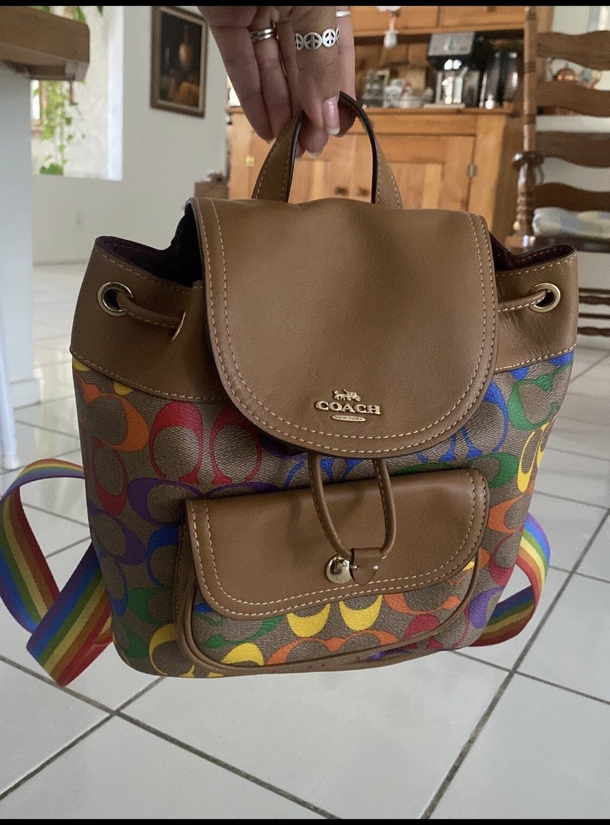 バッグ Coach Womens Pennie Backpack 22 COACH® Outlet | Pennie Backpack 22 In Rainbow Signature Canvas