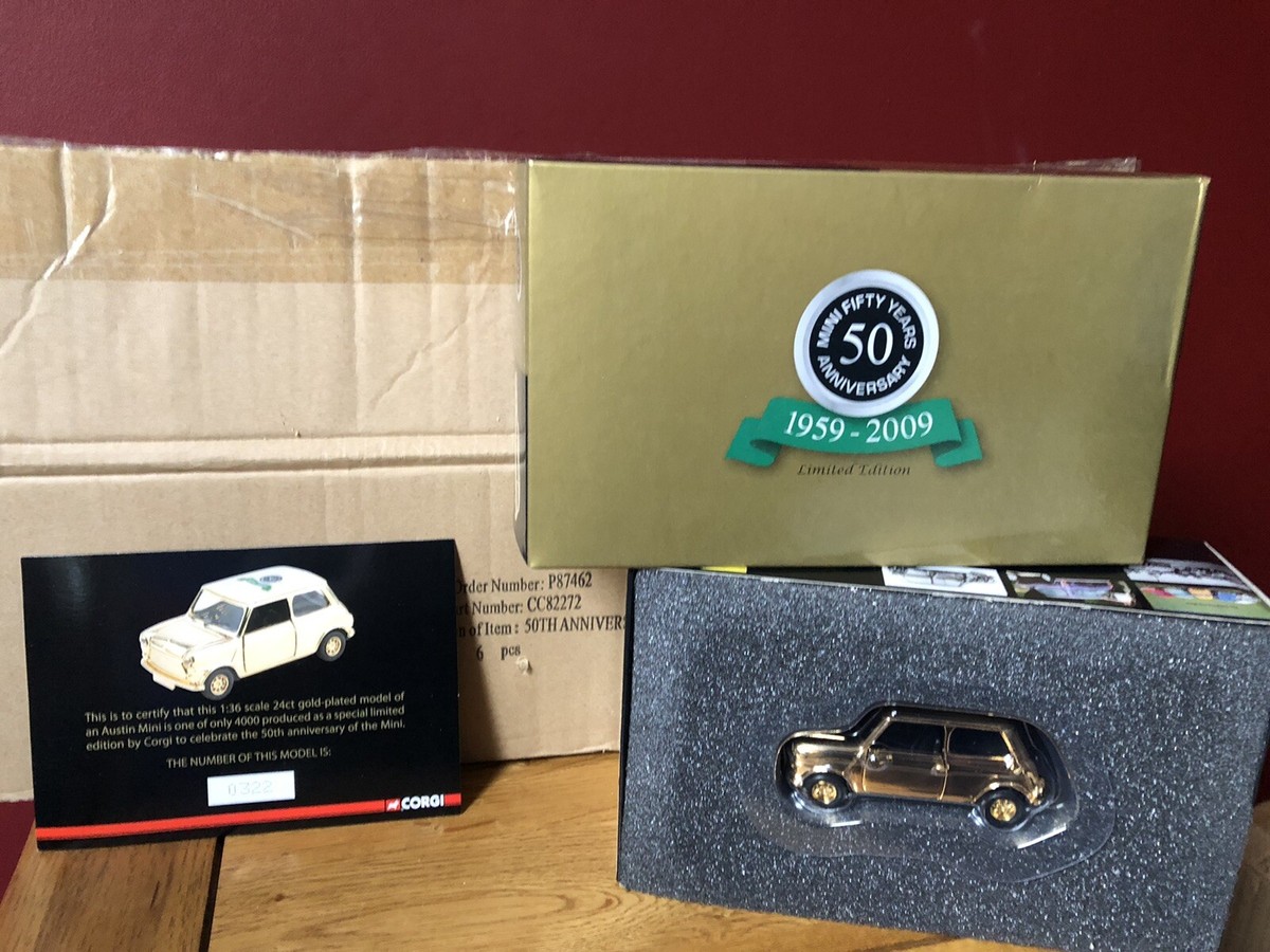 CORGI AUSTIN MINI 50 Years Anniversary 24CT GOLD PLATED 1:36 Mint