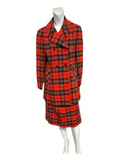 Vtg women  s 16 Pendleton Red scottish plaid skirt Suit RARE HTF Mcm Rero