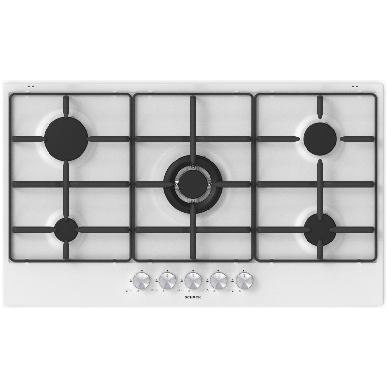 SCHOCK STS955WH PIANO COTTURA 90CM 5 FUOCHI A GAS BIANCO OPACO