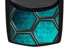 Grunge Hexagon Brushed Teal Blue Metal Truck Vinyl Graphic Car Decal Hood Wrap 