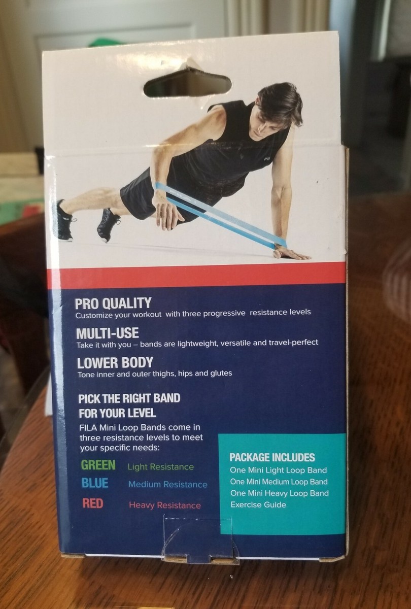 Fila Mini Loop Bands 3-Pack Light Medium and Heavy Resistance Bands New