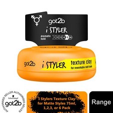 1pk, 2pk or 3pk of 75ml Schwarzkopf got2b iStylers Texture Clay for Matte Styles